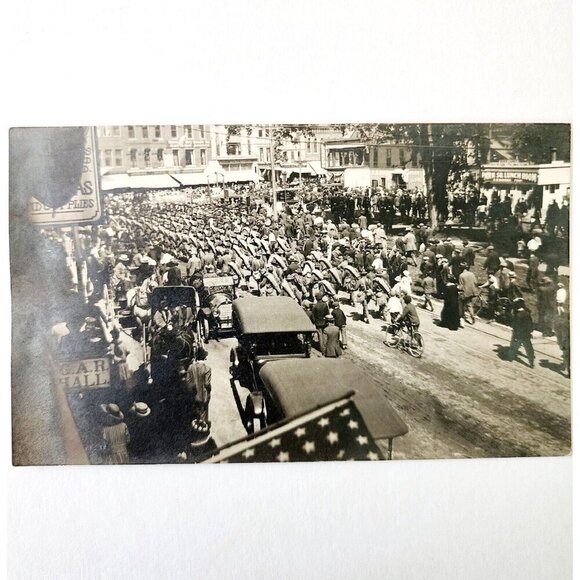RPPC Military March Postcard c1910s WW1 Unknown Location NYC Unposted #2 DWS5C - Picture 2 of 3
